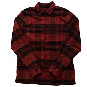 Lululemon Shirt Mens Size L Mason Peak Flannel Long Sleeve Zip Pocket Plaid Red